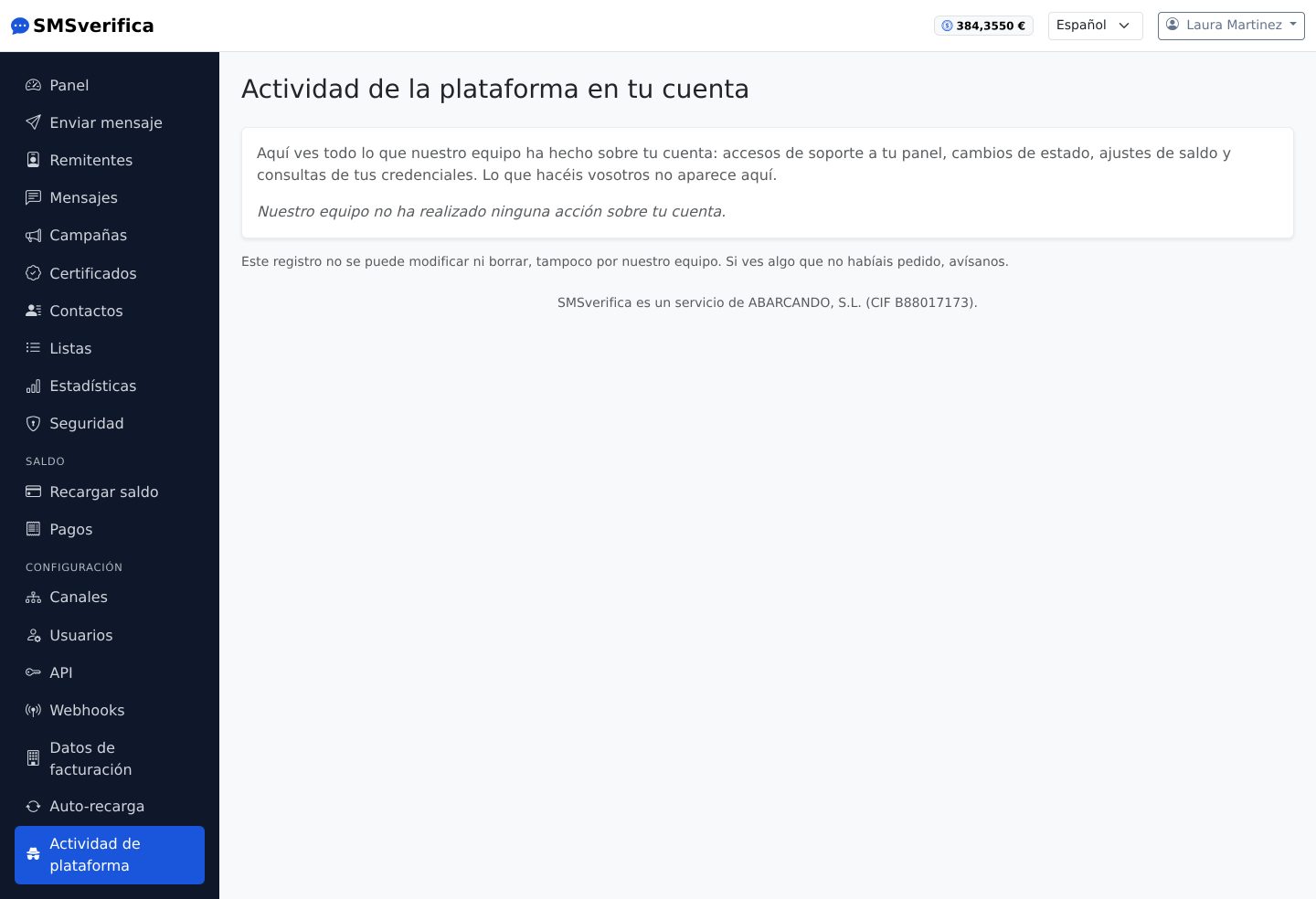 Actividad de plataforma